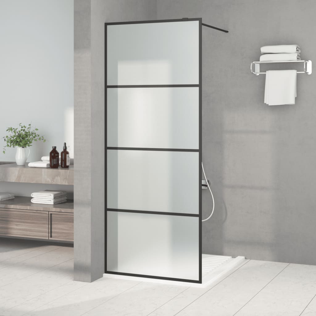 Walk-in Shower Wall Black 80x195 cm Frosted ESG Glass - The Home Maker