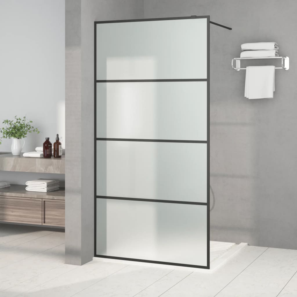Walk-in Shower Wall Black 100x195 cm Frosted ESG Glass - The Home Maker