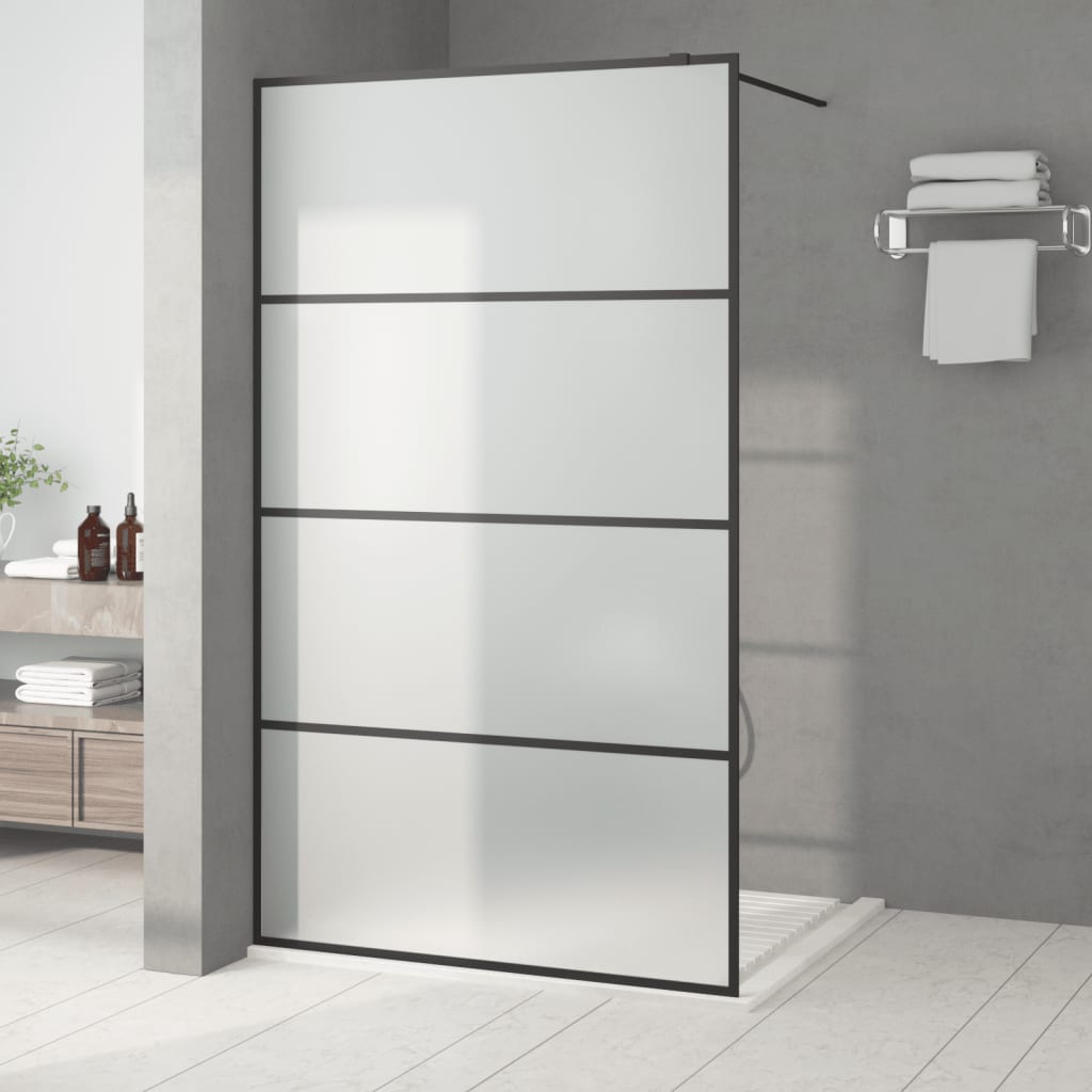 Walk-in Shower Wall Black 115x195 cm Frosted ESG Glass - Merkel Designers