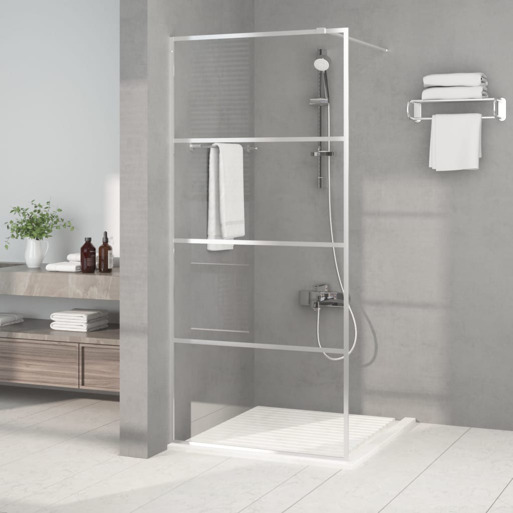 Walk-in Shower Wall Silver 90x195 cm Clear ESG Glass - R and M Furniture