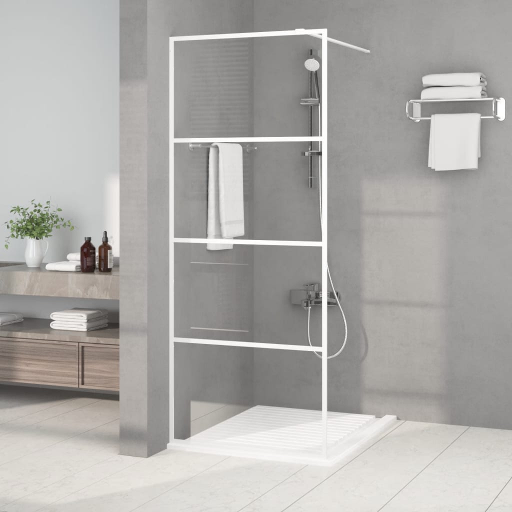 Walk-in Shower Wall White 80x195 cm Clear ESG Glass - Design Hut