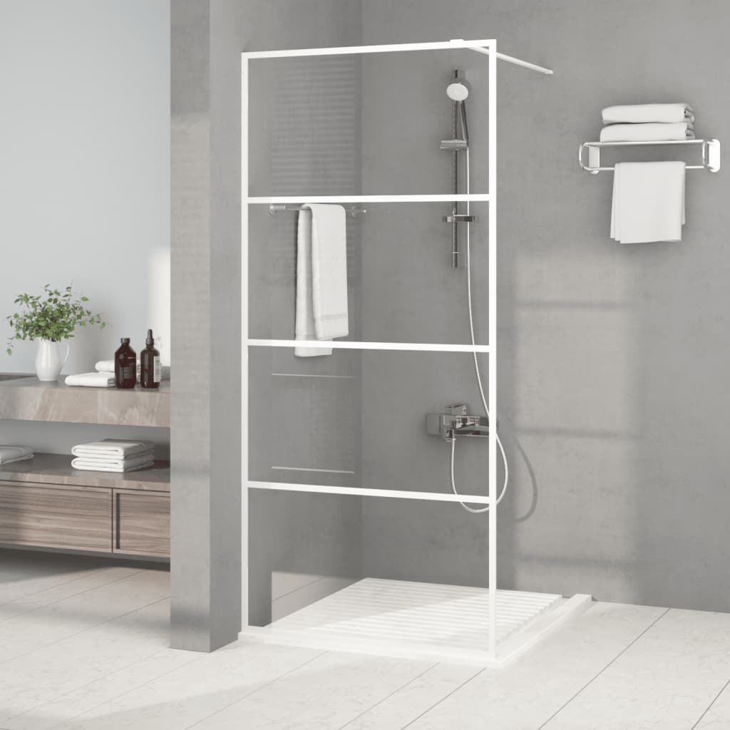 Walk-in Shower Wall White 90x195 cm Clear ESG Glass - R and M Furniture