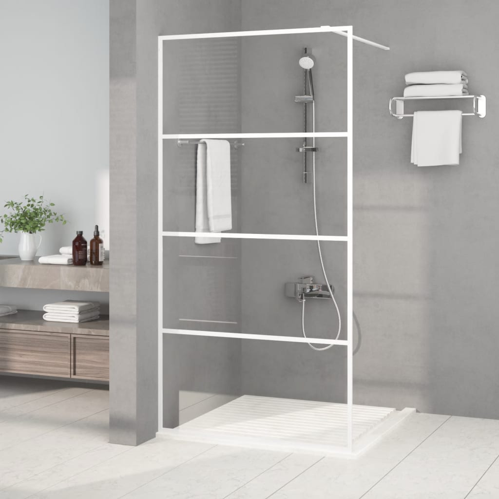 Walk-in Shower Wall White 100x195 cm Clear ESG Glass - Design Hut