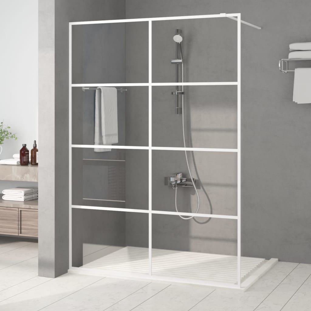 Walk-in Shower Wall White 140x195 cm Clear ESG Glass - Merlin Deals