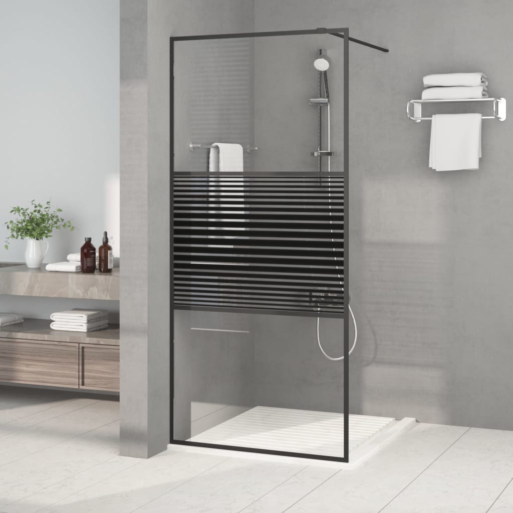 Walk-in Shower Wall Black 90x195 cm Clear ESG Glass - Sid & Sam