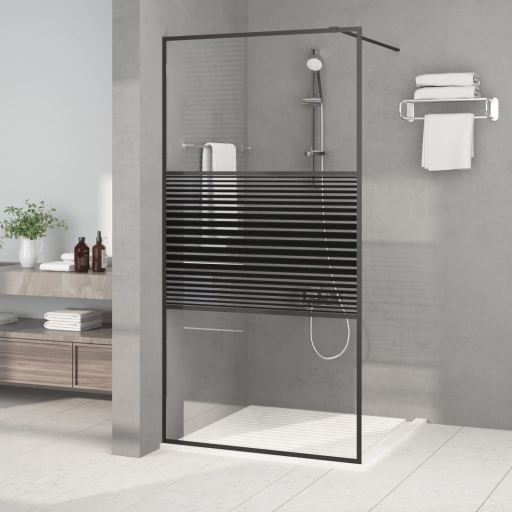 Walk-in Shower Wall Black 100x195 cm Clear ESG Glass - Brittle & Co