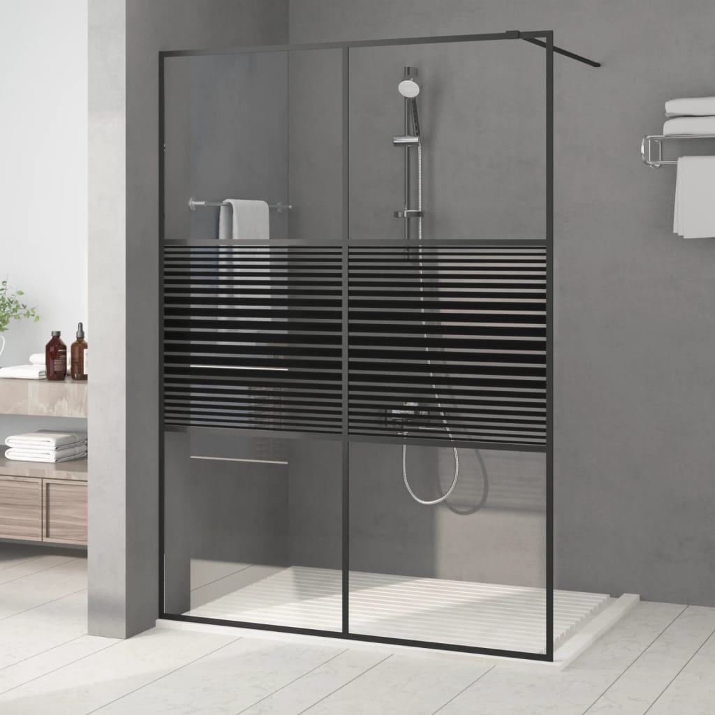 Walk-in Shower Wall Black 140x195 cm Clear ESG Glass - Style and Chic