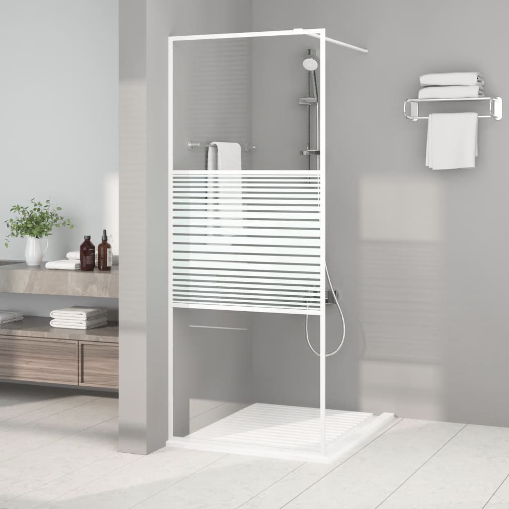 Walk-in Shower Wall White 80x195 cm Clear ESG Glass - Merkel Designers