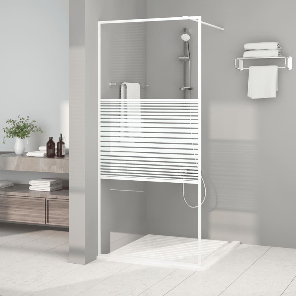 Walk-in Shower Wall White 90x195 cm Clear ESG Glass - The Home Maker