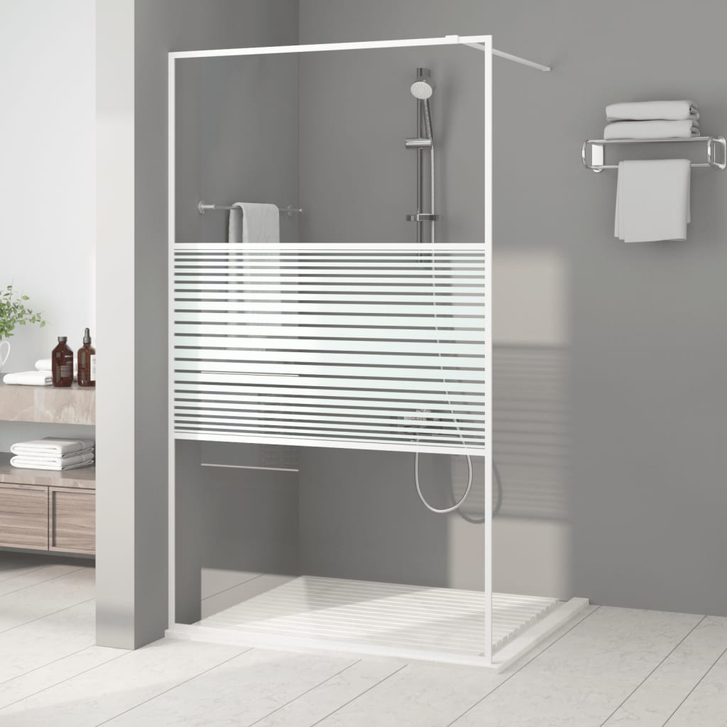Walk-in Shower Wall White 115x195 cm Clear ESG Glass - Decor Base