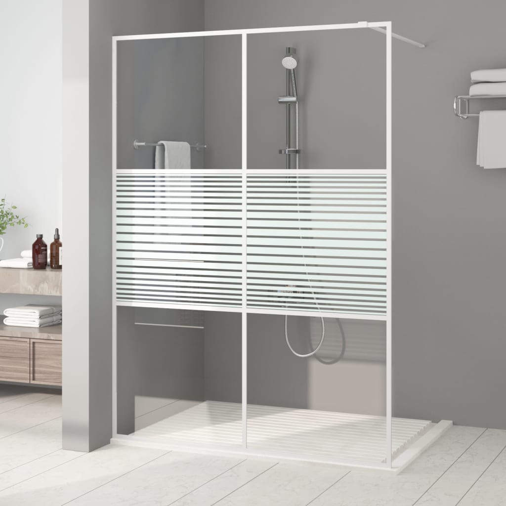 Walk-in Shower Wall White 140x195 cm Clear ESG Glass - Discount Dealers
