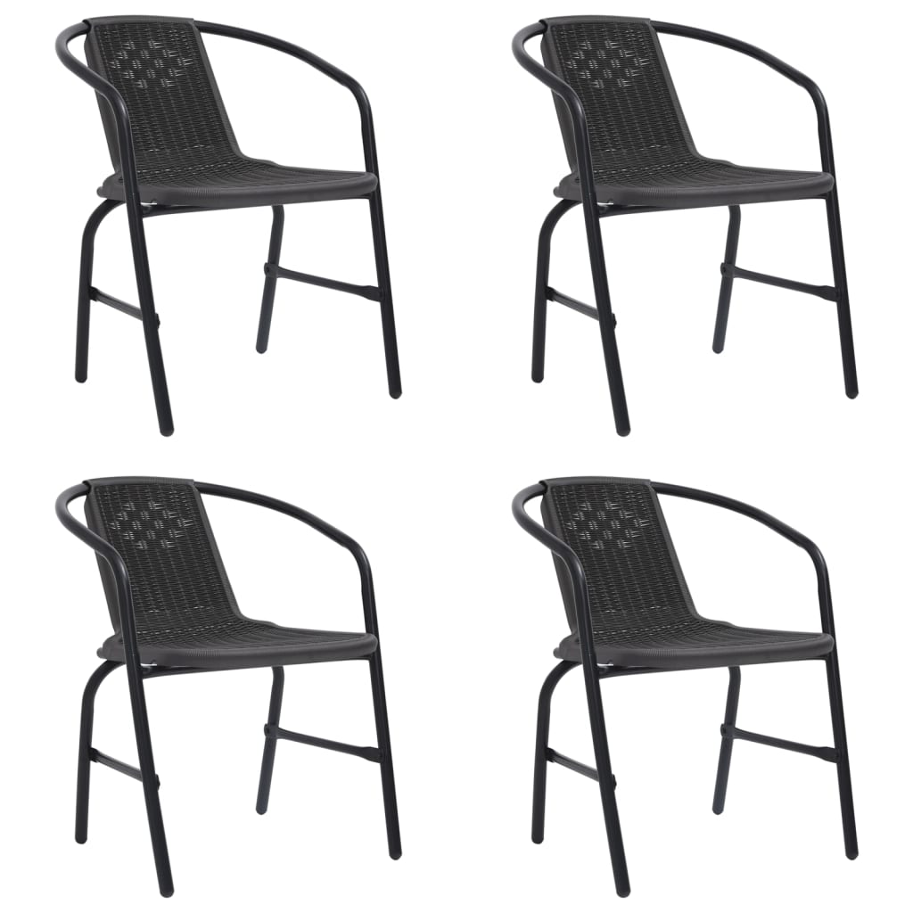 Garden Chairs 4 pcs Plastic Rattan and Steel 110 kg - Casper Homes