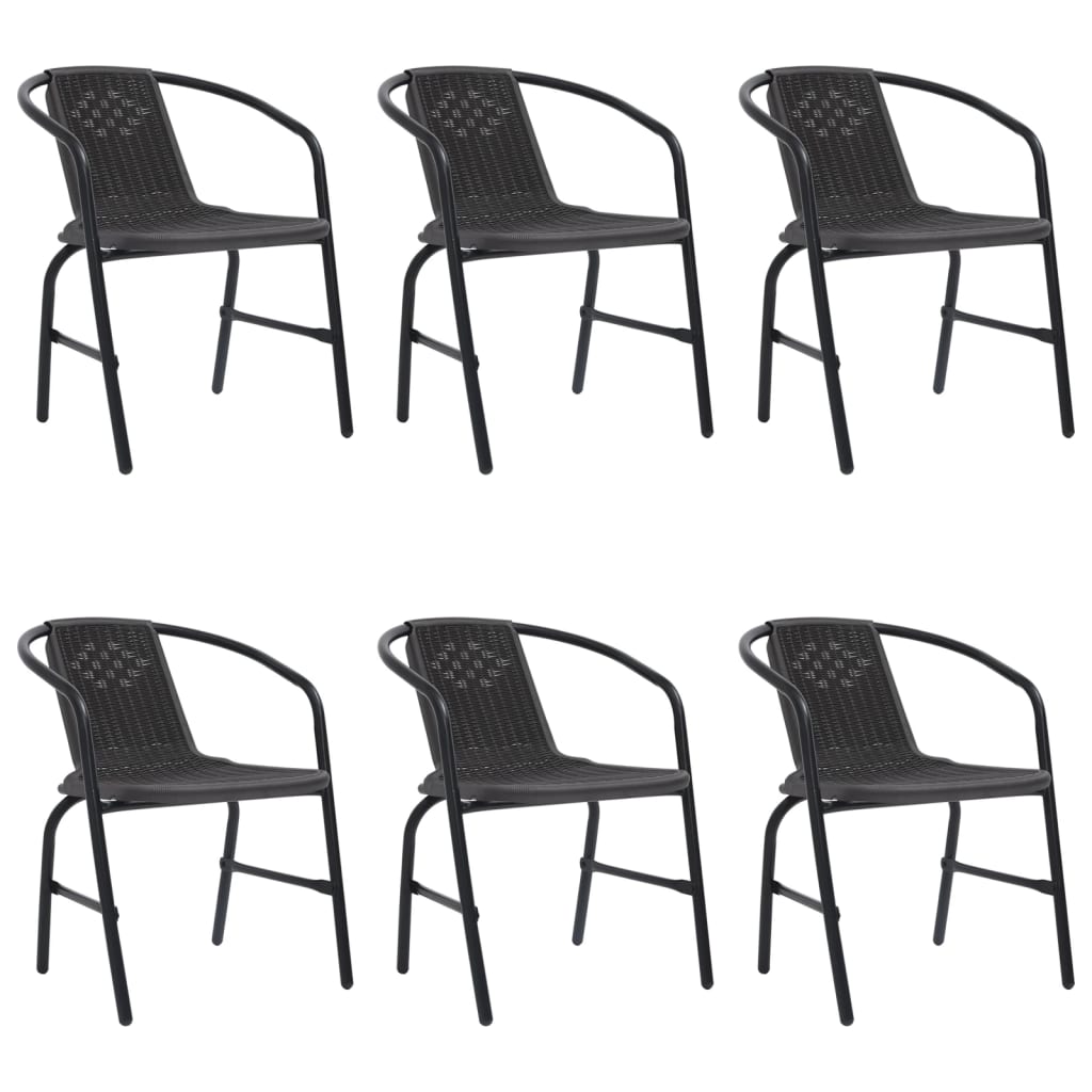 Garden Chairs 6 pcs Plastic Rattan and Steel 110 kg - The Home Maker