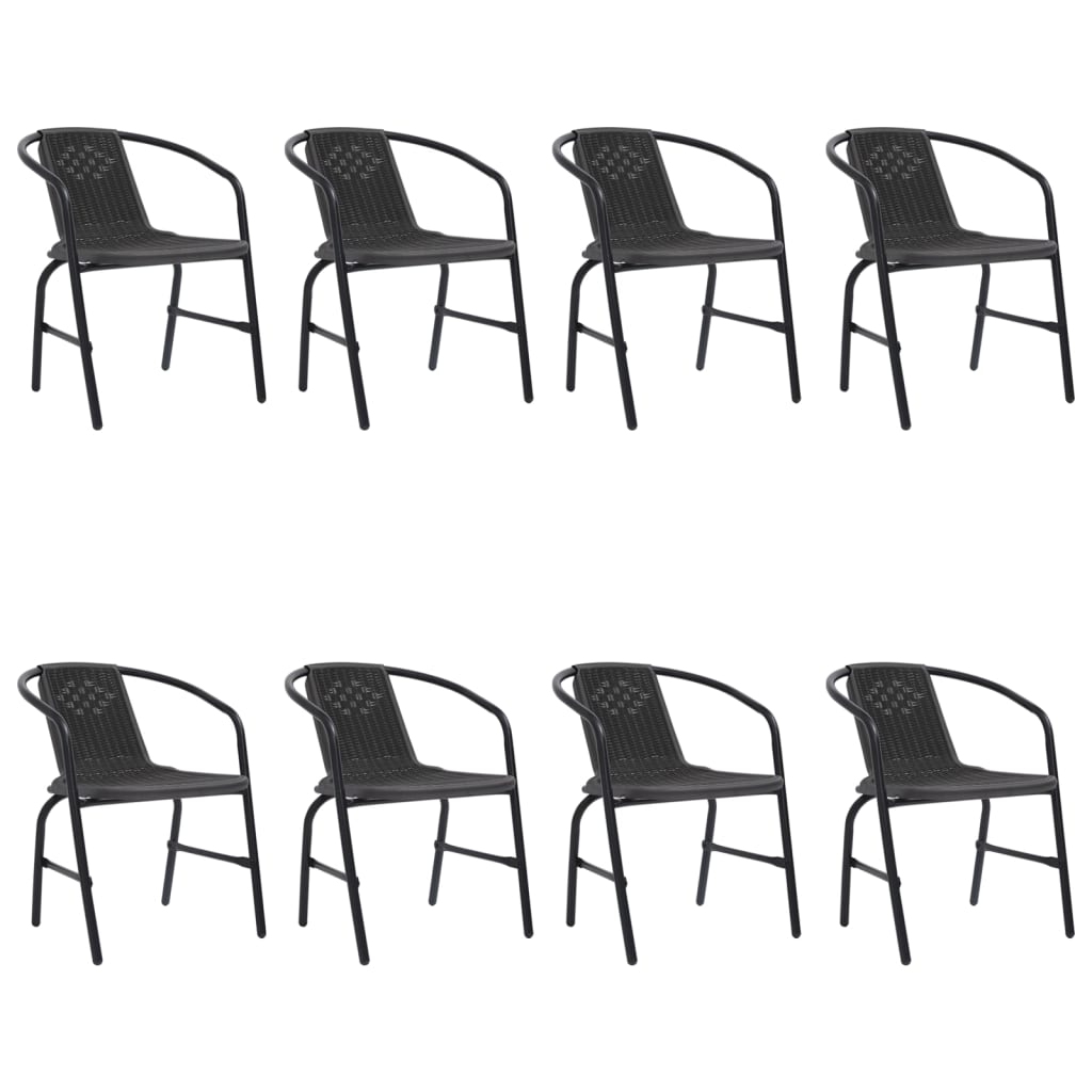 Garden Chairs 8 pcs Plastic Rattan and Steel 110 kg - Merkel Designers