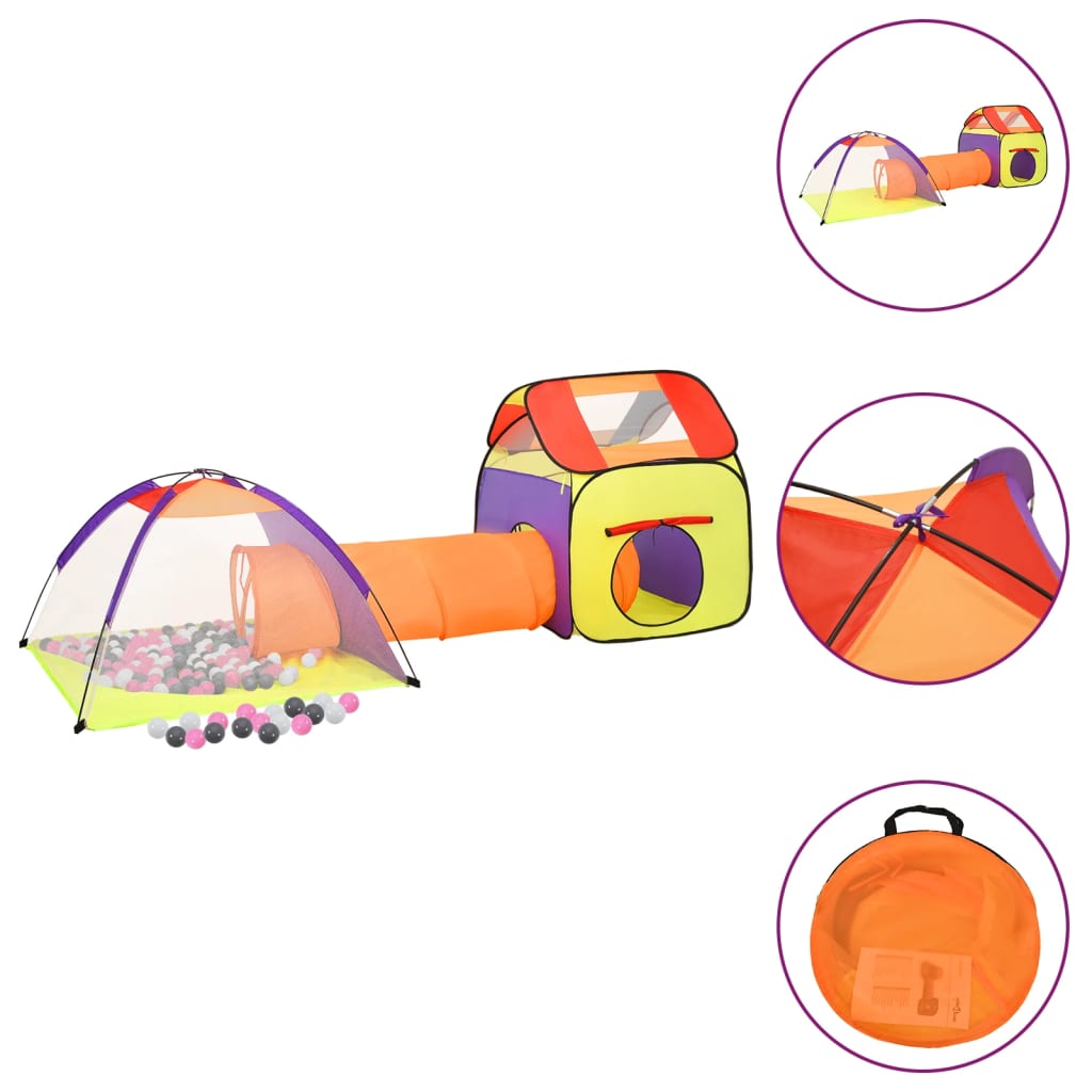 Children Play Tent with 250 Balls Multicolour 338x123x111cm - Merkel Designers