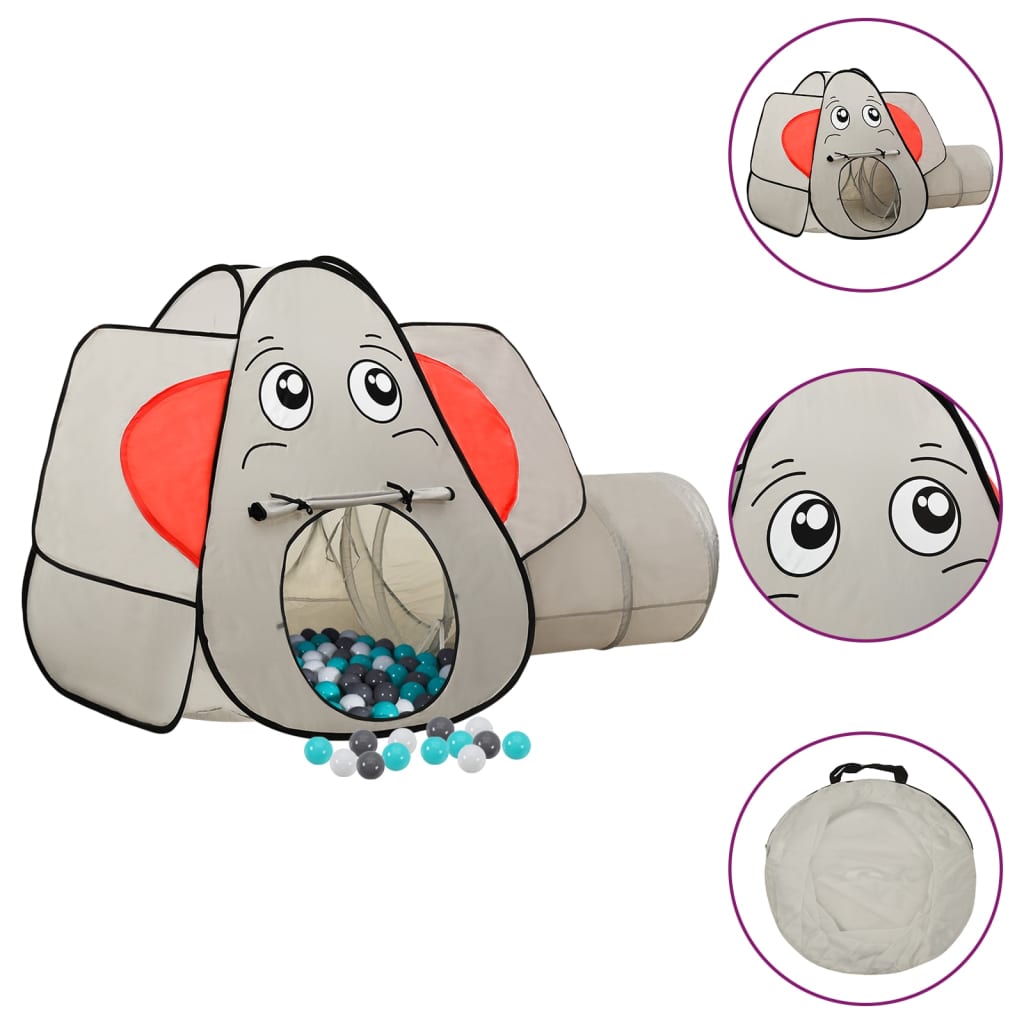 Elephant Children Play Tent with 250 Balls Grey 174x86x101cm - Millennium Furniture