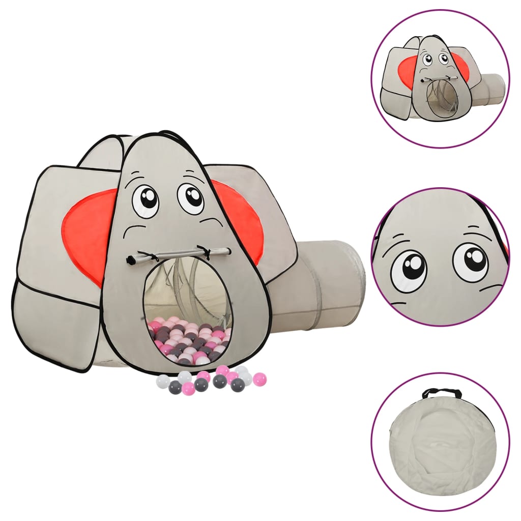 Elephant Children Play Tent with 250 Balls Grey 174x86x101cm - Style and Chic