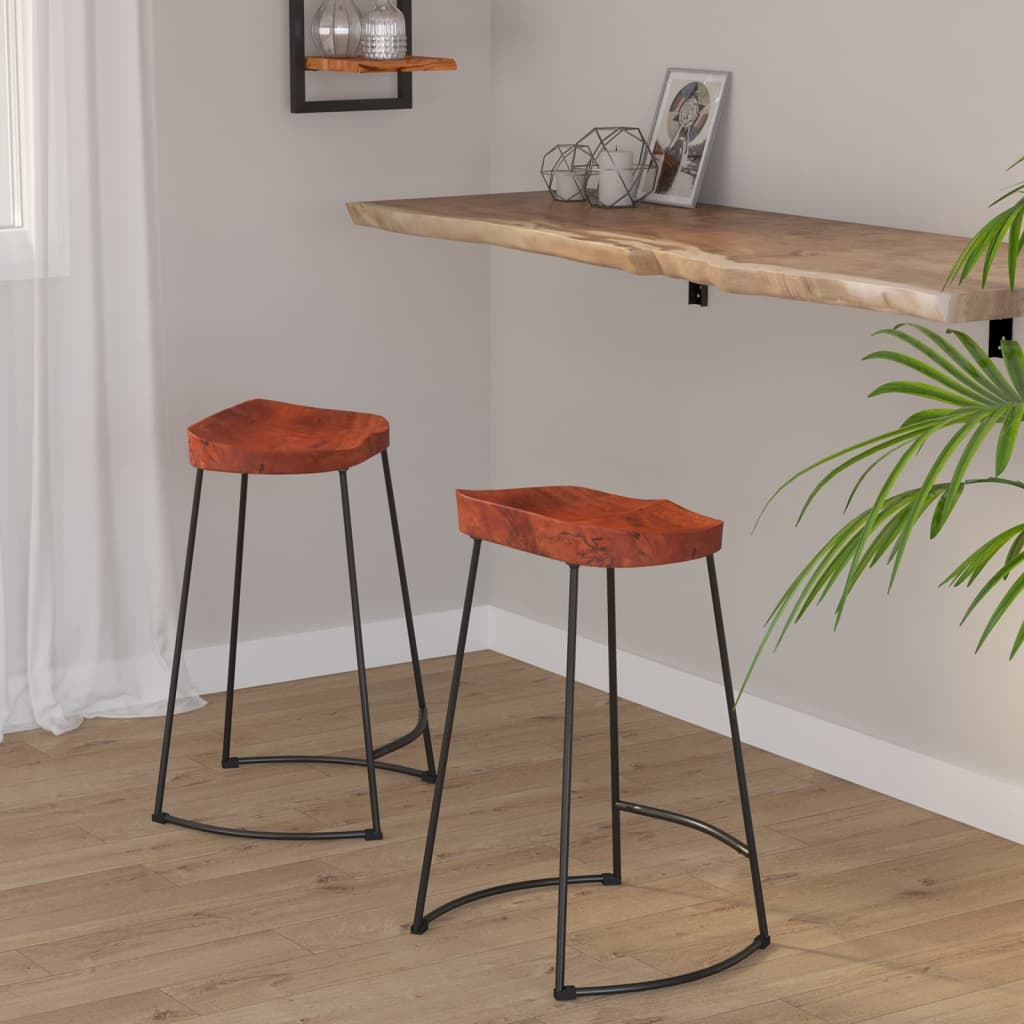 Gavin Bar Stools 2 pcs 45x40x63 cm Solid Wood Mango - Unbeatable Bargains