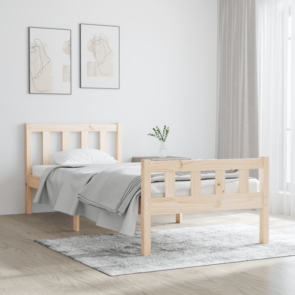 Bed Frame Solid Wood 90x190 cm Single - Decor Base