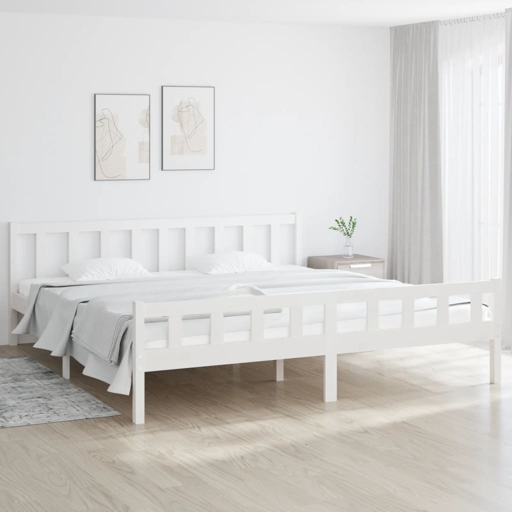 Bed Frame White Solid Wood 160x200 cm - Decor Base
