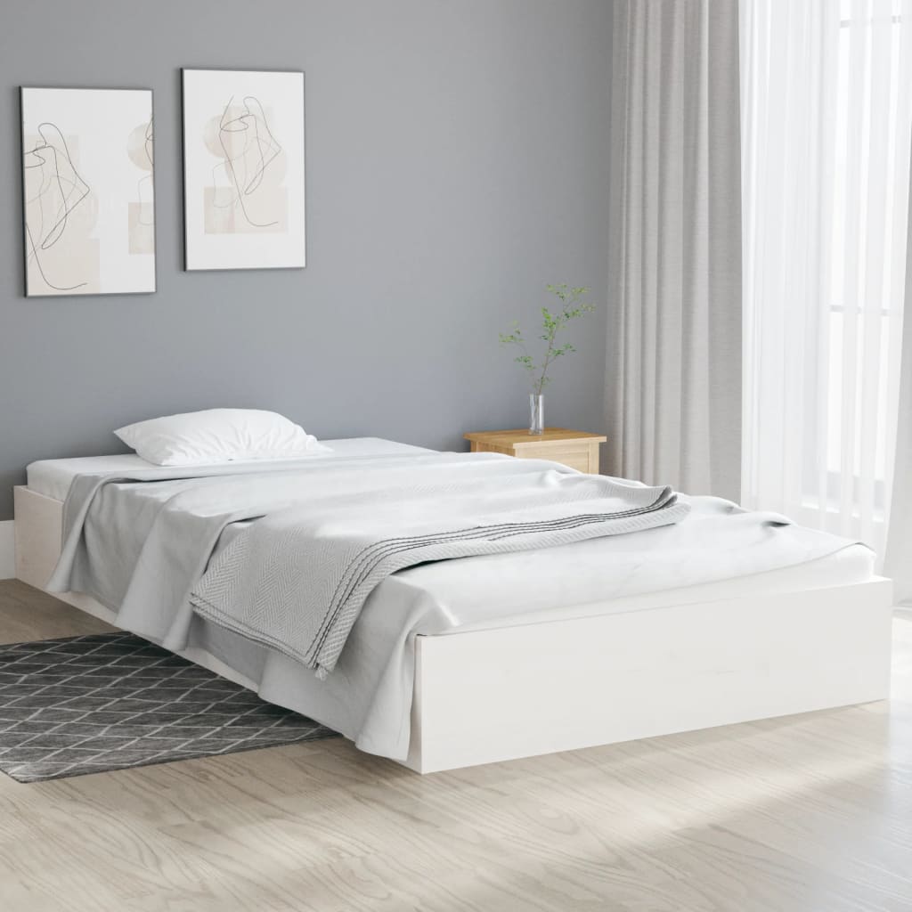 Bed Frame White Solid Wood 100x200 cm - Brittle & Co