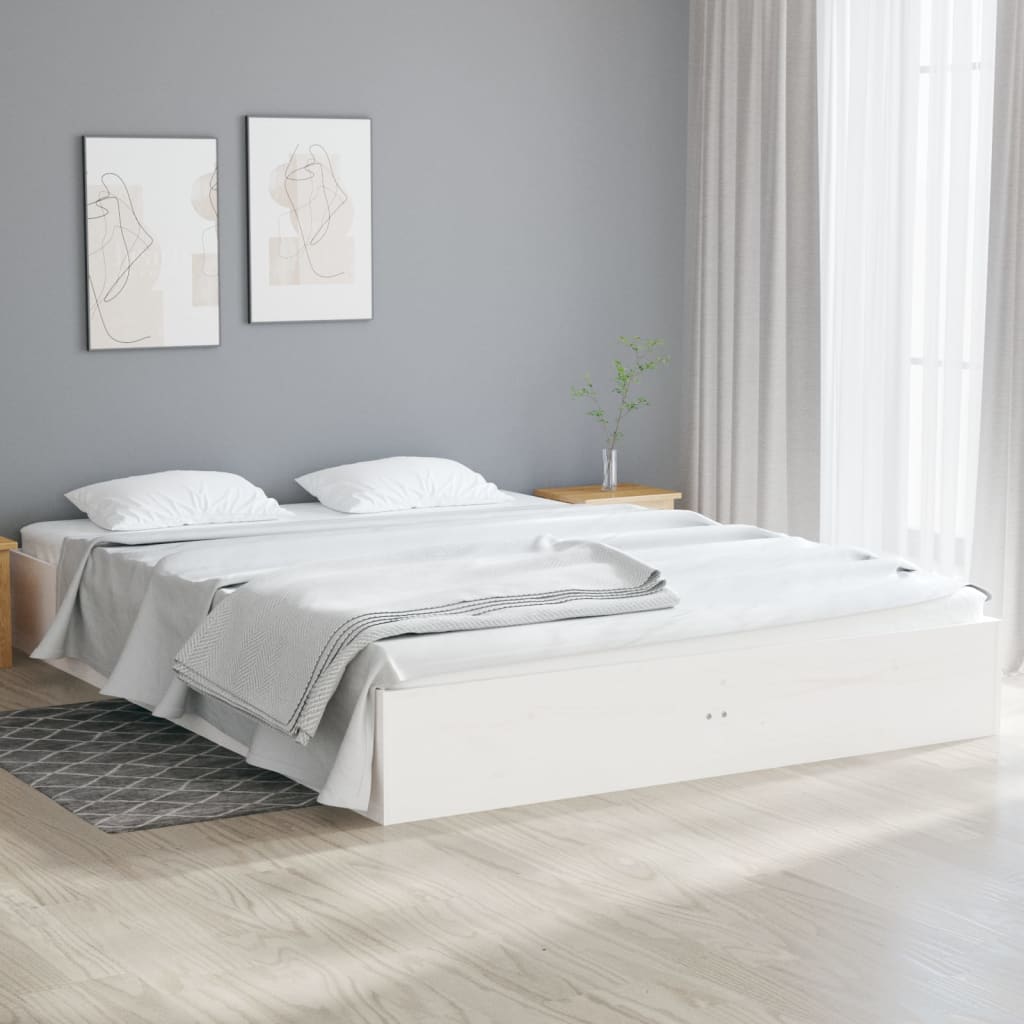 Bed Frame White Solid Wood 120x190 cm Small Double - Merkel Designers