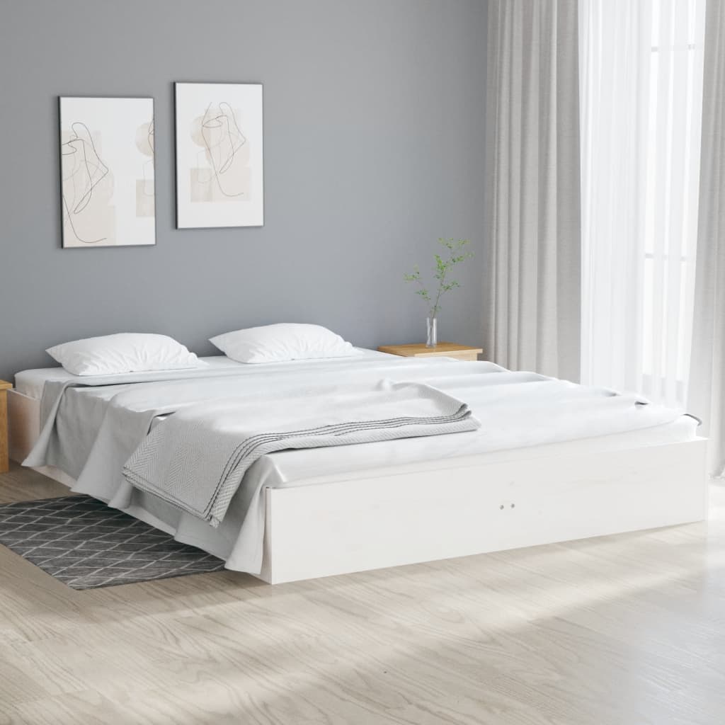 Bed Frame White Solid Wood 140x190 cm - Direct Imports