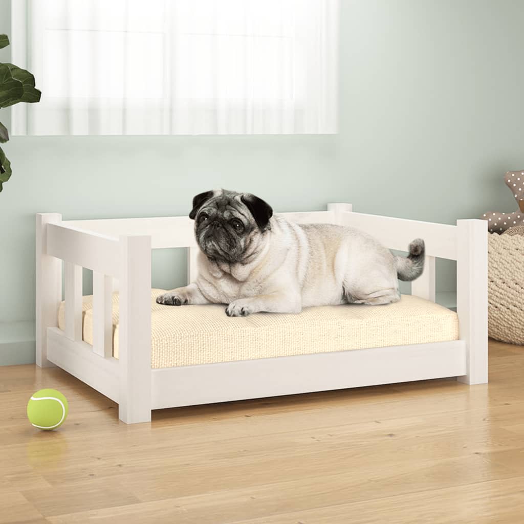 Dog Bed White 65.5x50.5x28 cm Solid Wood Pine - Unbeatable Bargains