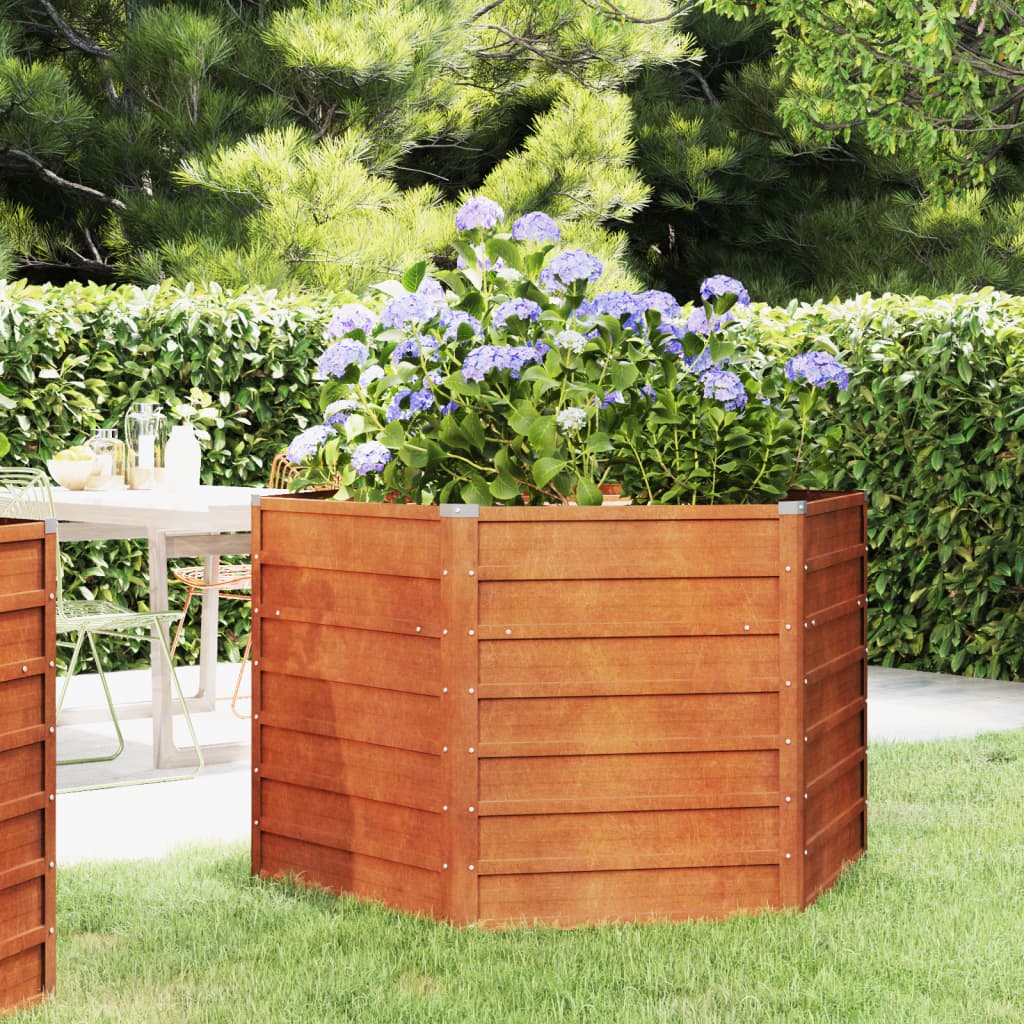 Garden Raised Bed Rusty 129x129x77 cm Corten Steel - Sid & Sam