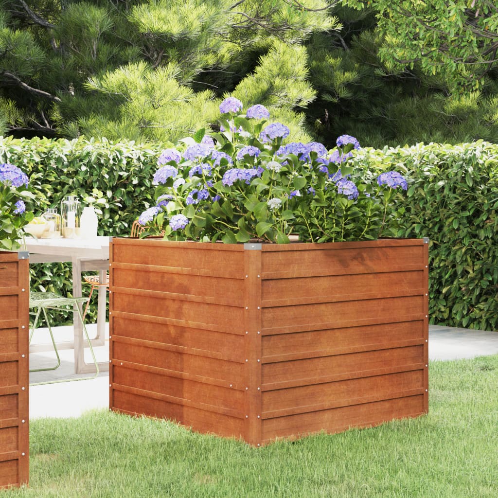 Garden Raised Bed Rusty 100x100x77 cm Corten Steel - Style and Chic