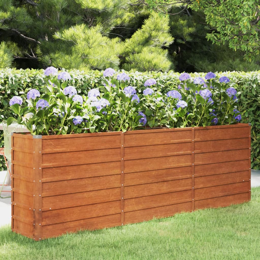 Garden Raised Bed Rusty 240x40x77 cm Corten Steel - Style and Chic
