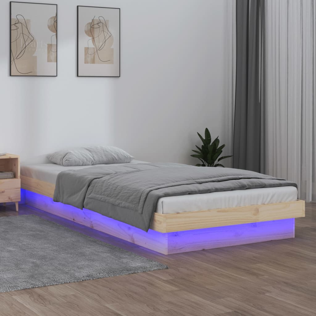 LED Bed Frame 90x200 cm Solid Wood - Tyrell & Tyrell