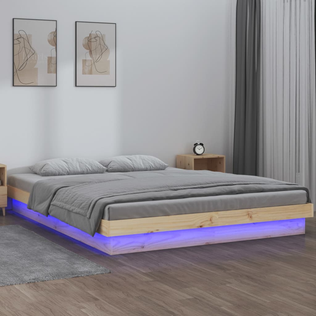LED Bed Frame 120x200 cm Solid Wood - Style and Chic