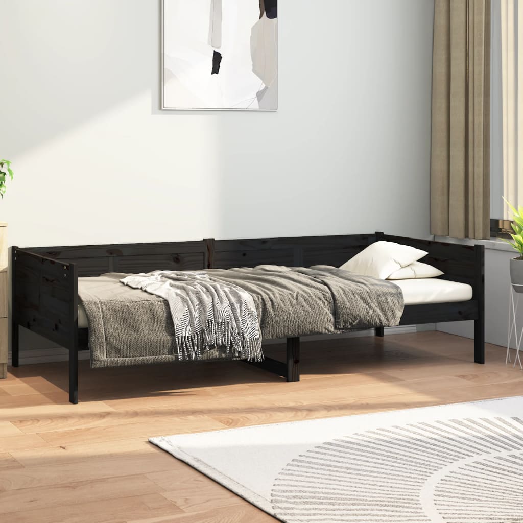 Day Bed Black Solid Wood Pine 90x190 cm - Sid & Sam