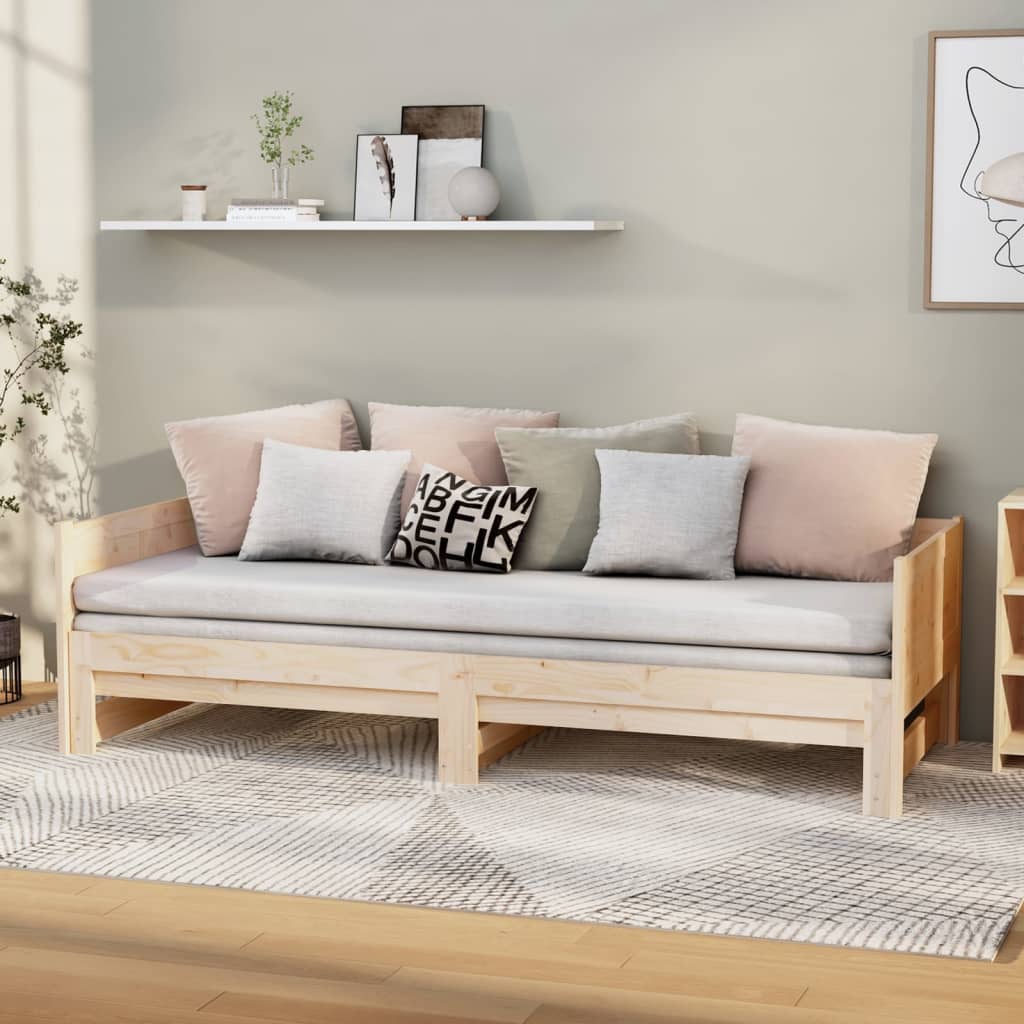 Pull-out Day Bed Solid Wood Pine 2x(90x190) cm - Discount Dealers