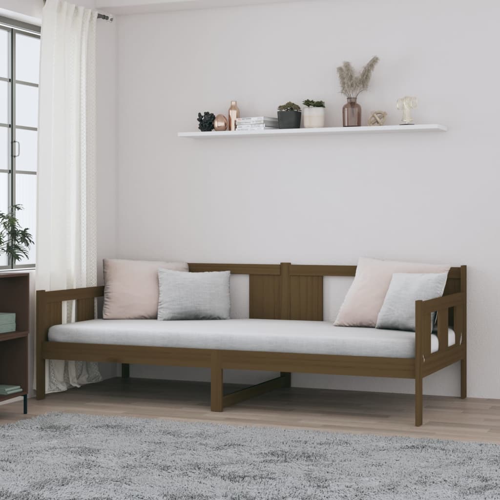 Day Bed Honey Brown Solid Wood Pine 90x190 cm - All Things Good