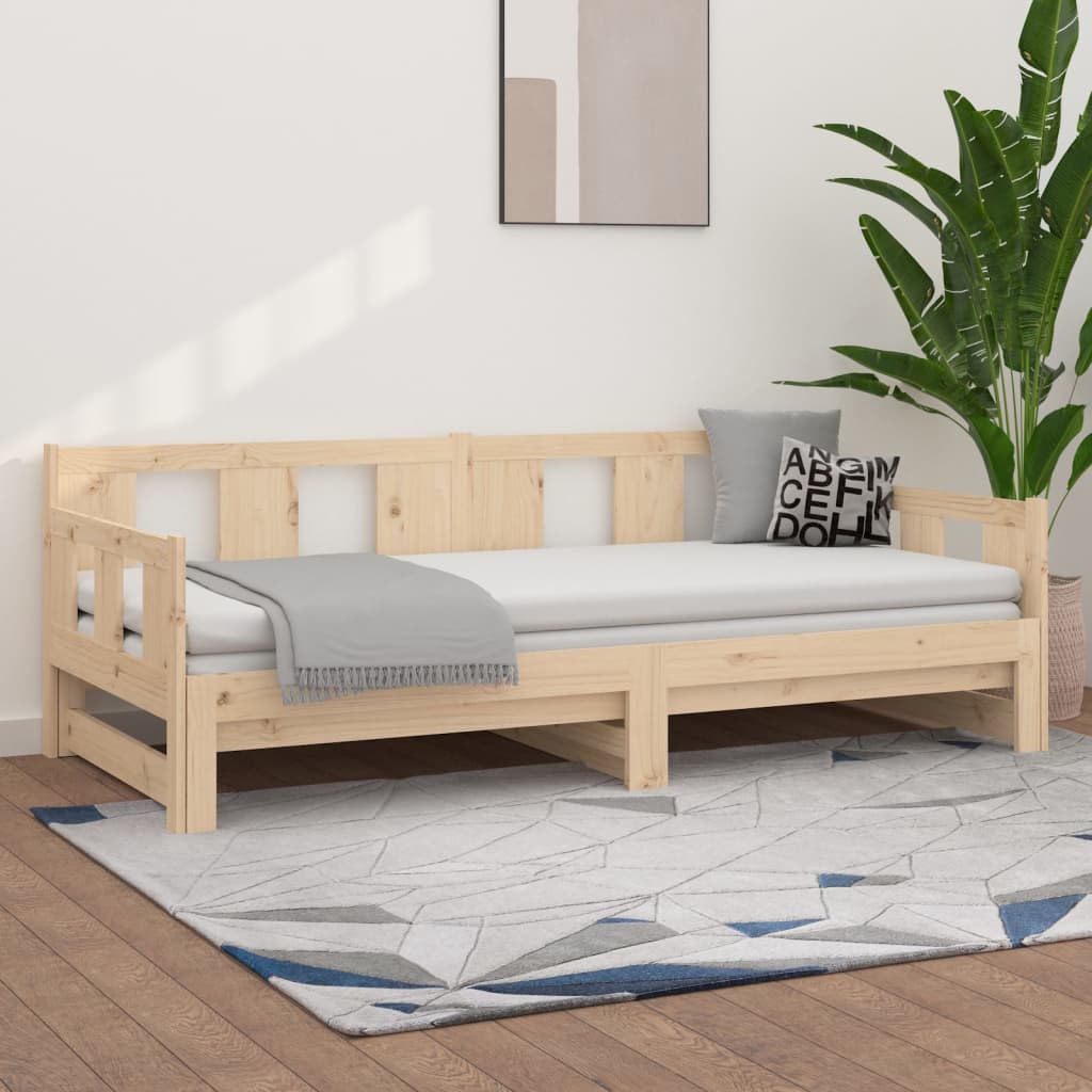 Pull-out Day Bed Solid Wood Pine 2x(90x190) cm - The Home Maker