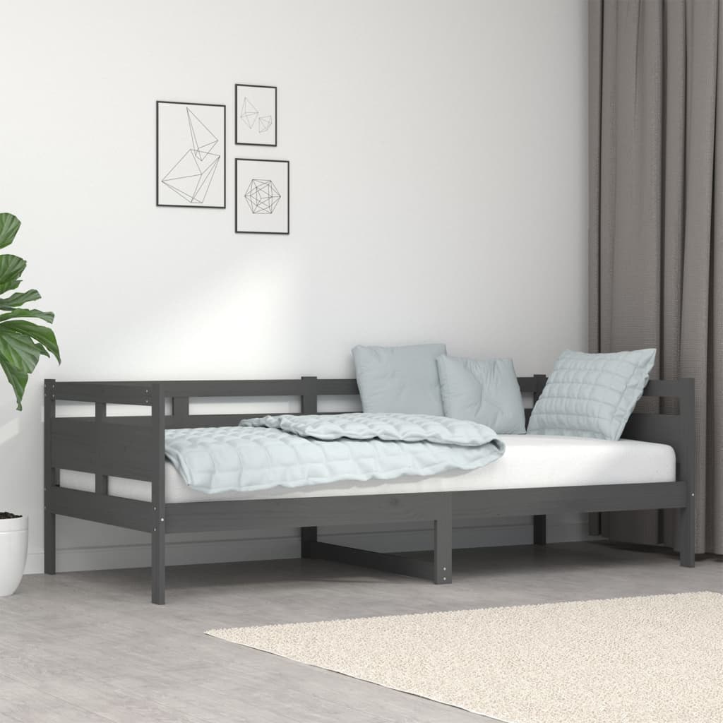 Day Bed Grey Solid Wood Pine 90x200 cm - Decor Base