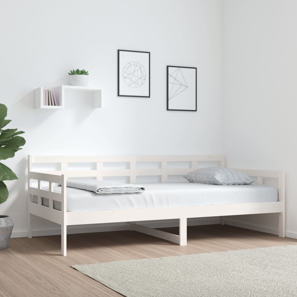 Day Bed White Solid Wood Pine 90x190 cm - Merlin Deals