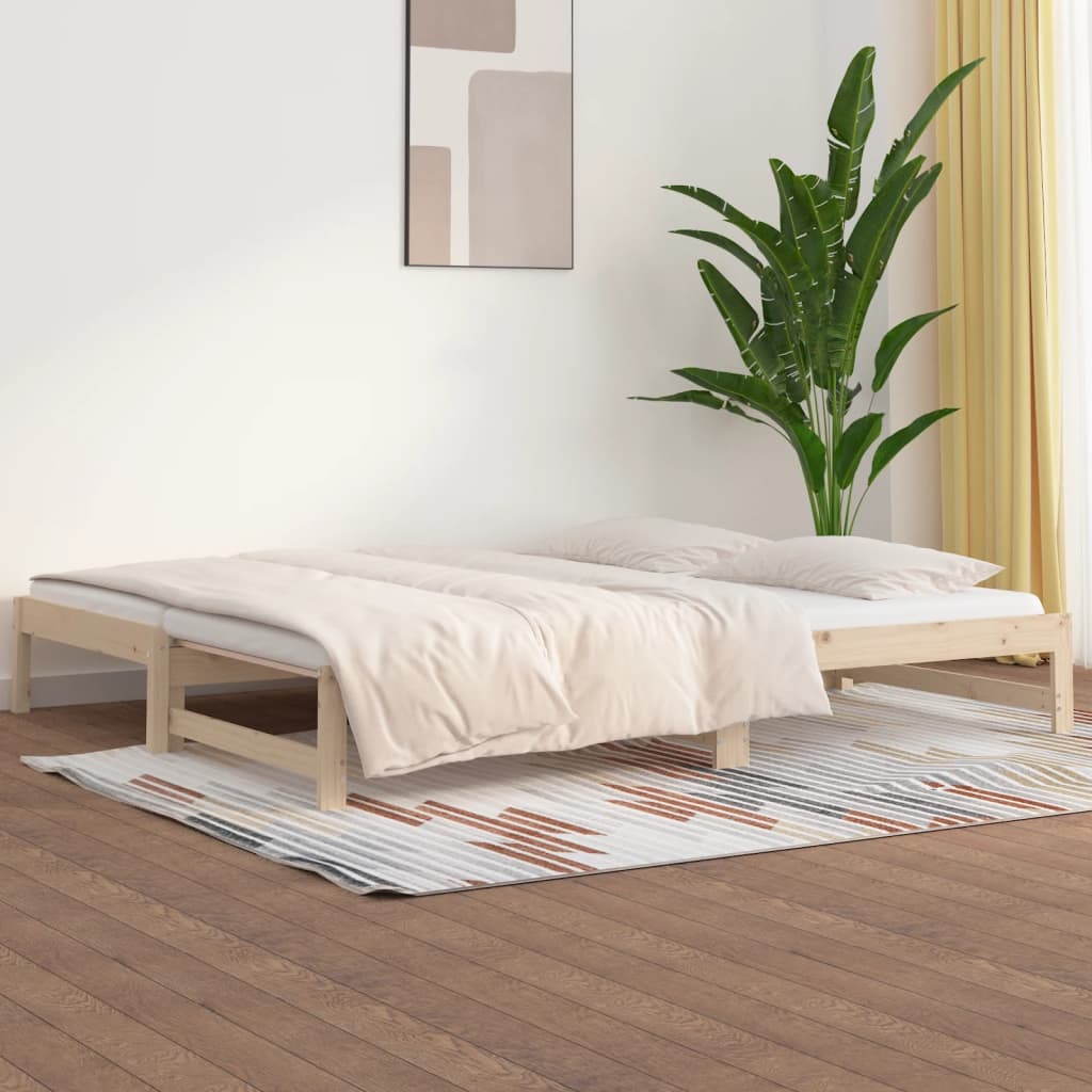 Pull-out Day Bed 2x(90x200) cm Solid Wood Pine - Merlin Deals