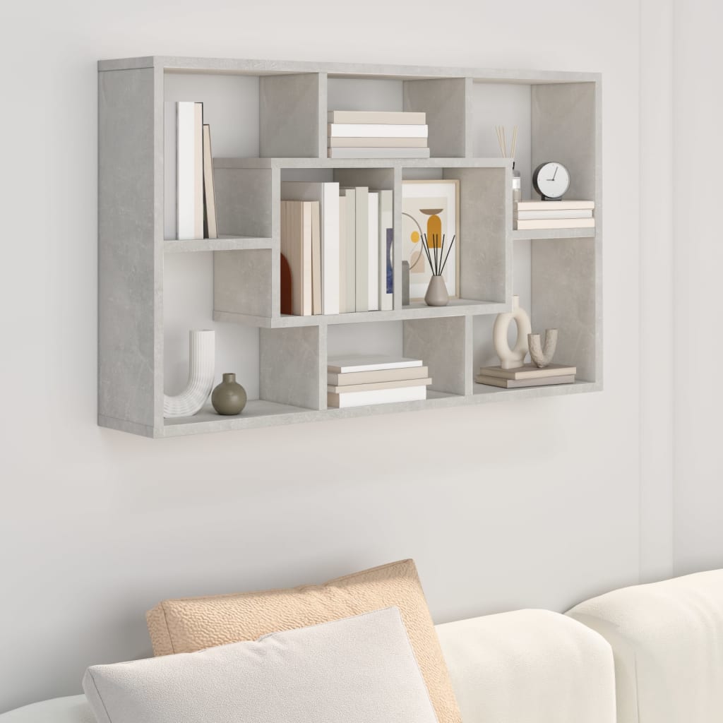 Wall Shelf Concrete Grey 85x16x52.5 cm Engineered Wood - Decor Base