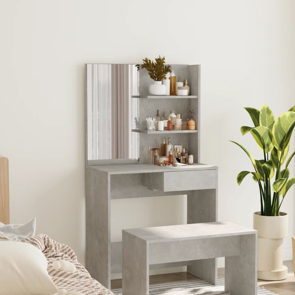 Dressing Table - SHENY Dresser Concrete Grey 74.5cm - Merlin Deals