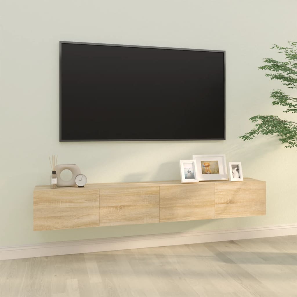Wall TV Cabinets 2 pcs Sonoma Oak 100x30x30 cm Engineered Wood - The Home Maker