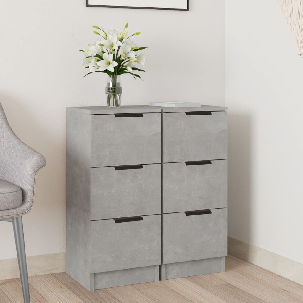Sideboards 2 pcs Concrete Grey 30x30x70 cm Engineered Wood - Design Hut