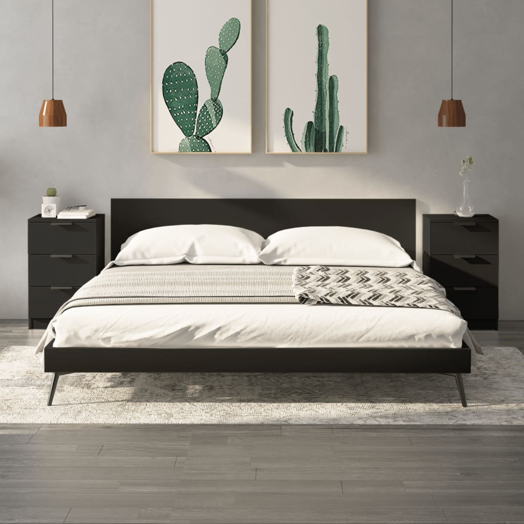 Bedside Cabinets 2 pcs Black 40x36x65 cm - All Things Good