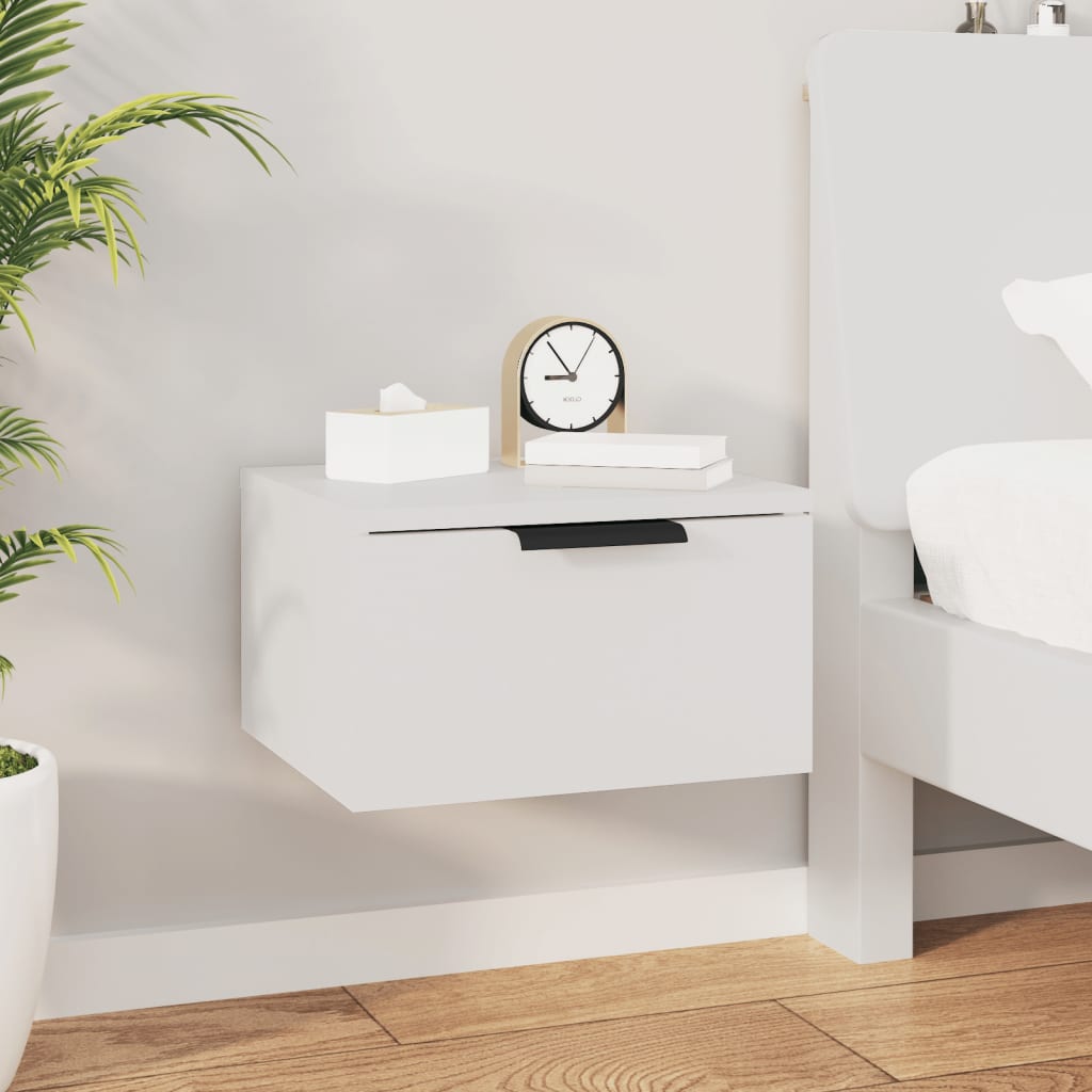 Bedside Table - RADFORD Nightstand White 34cm - R and M Furniture