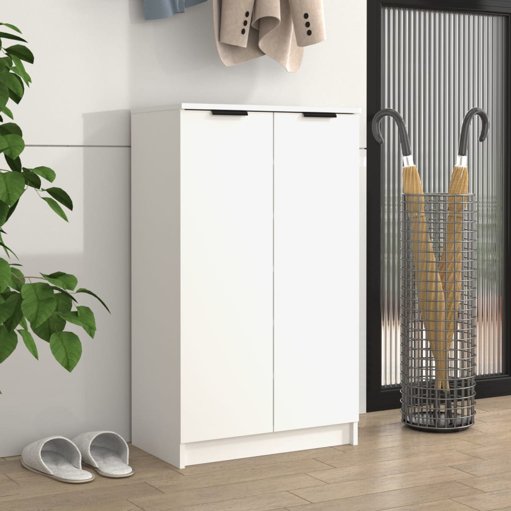 Shoe Cabinet White 59x35x100 cm Engineered Wood - All Things Good