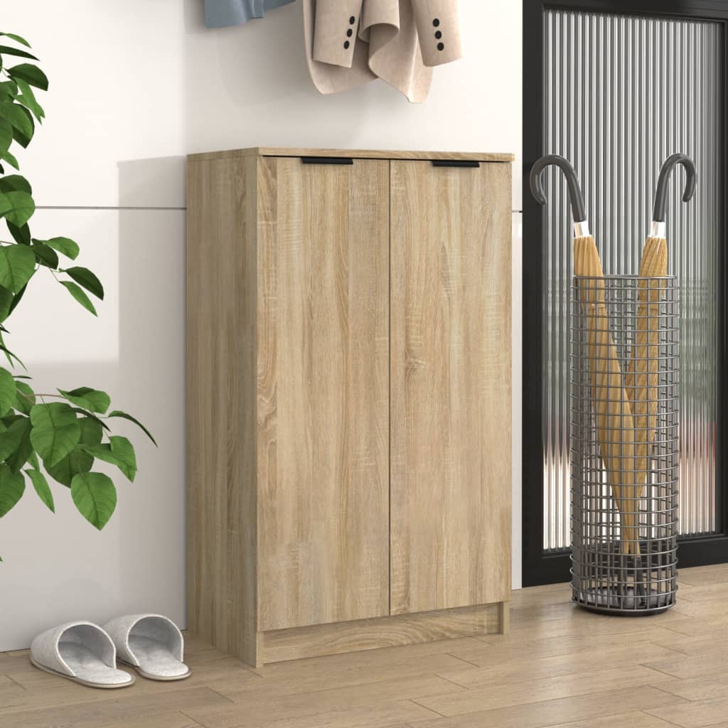 Shoe Cabinet Sonoma Oak 59x35x100 cm Engineered Wood - Merlin Deals