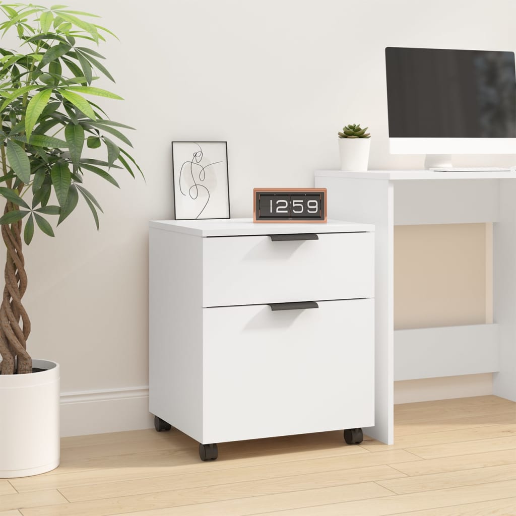 Mobile File Cabinet with Wheels White 45x38x54 cm Engineered Wood - Casper Homes