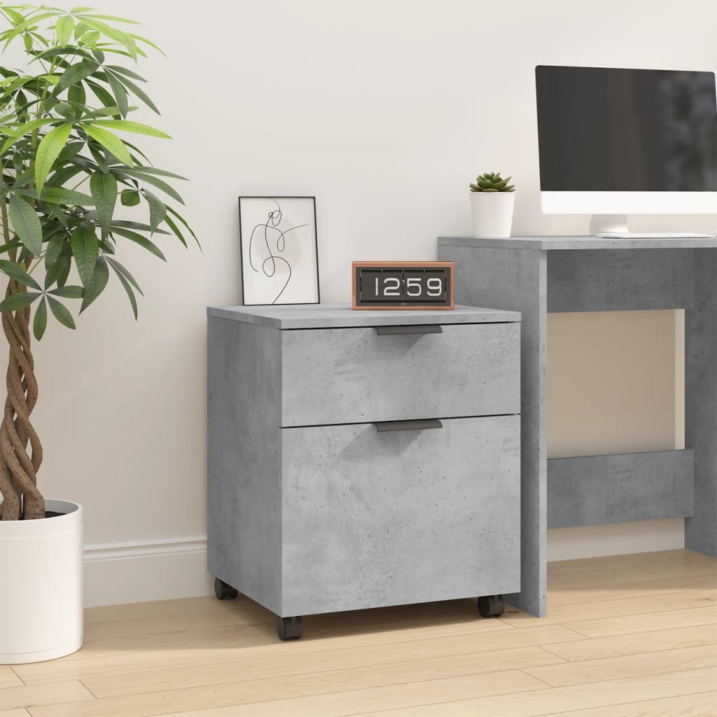 Mobile File Cabinet with Wheels Concrete Grey 45x38x54 cm Engineered Wood - Merlin Deals